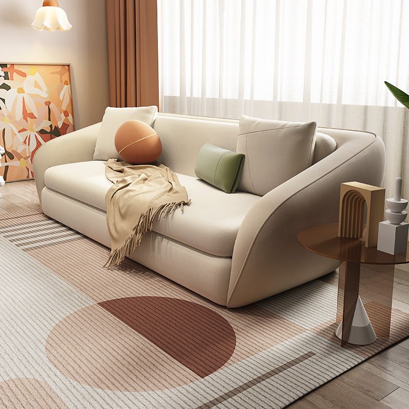 64.96" L Leather Sofa White Convertible Sofa Bed with Tight Back