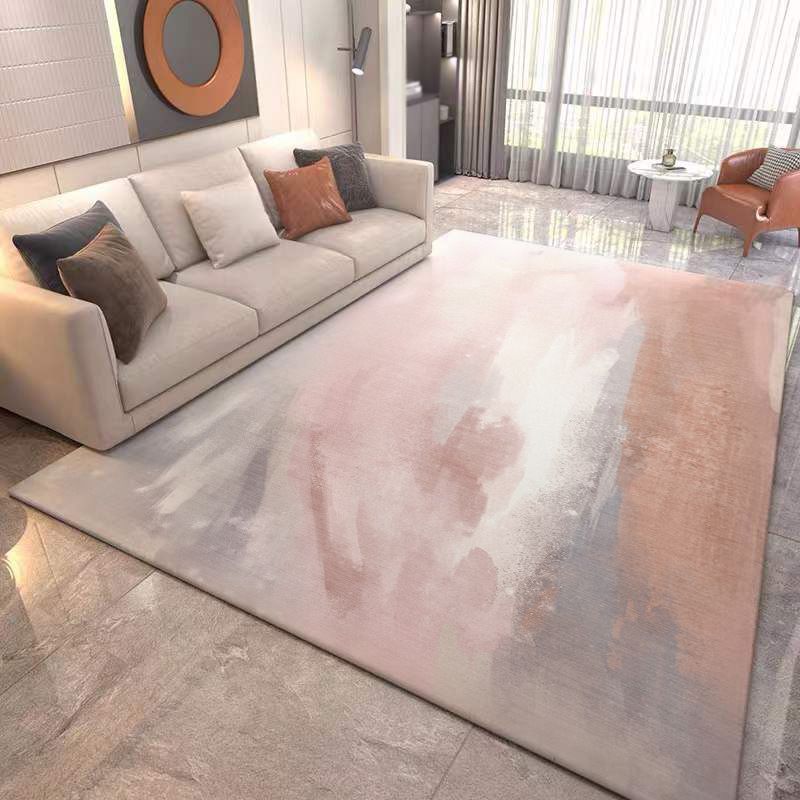 Light Brown Modern Rug Polyester Line Rug Washable Rug for Drawing Room