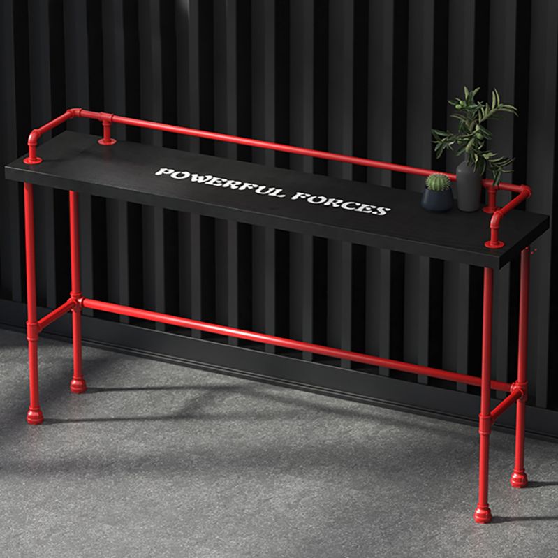 Industrial Wood Bar Table with Rectangle Table Top Red Trestle Table - 45.28" H