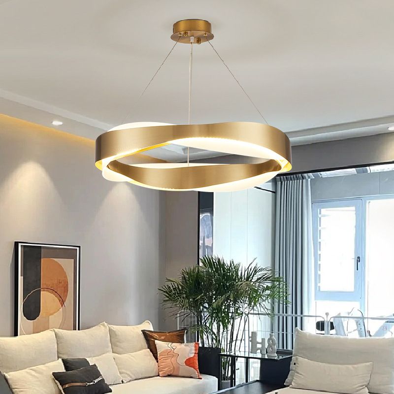 1-Licht-Suspension Licht postmoderner Ringform Metall Kronleuchterleuchter in Gold