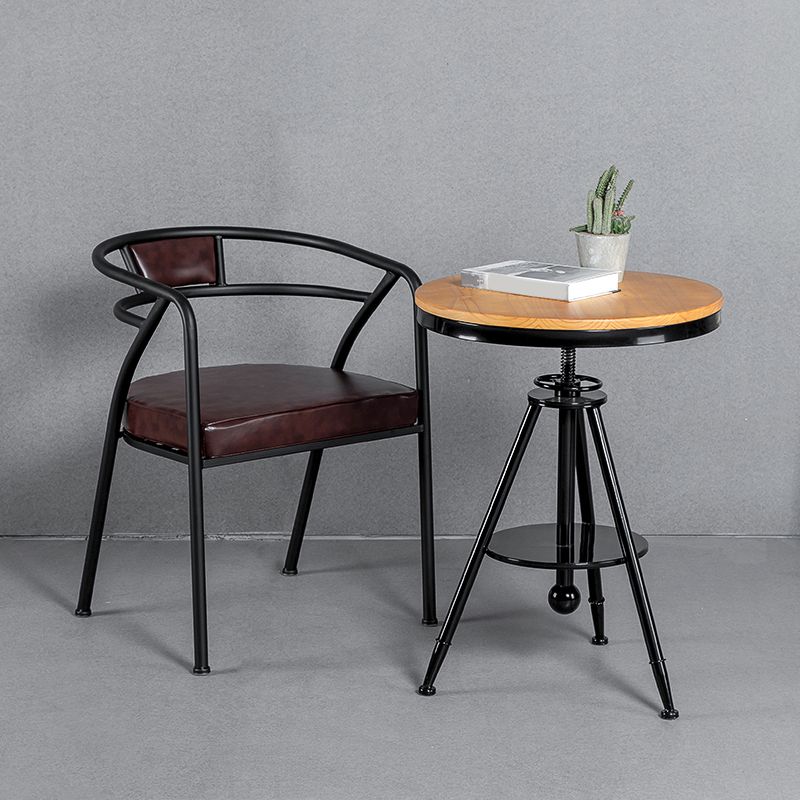 Industrial Metal Frame Dining Chair Upholstered Faux Leather Dining Arm Chair