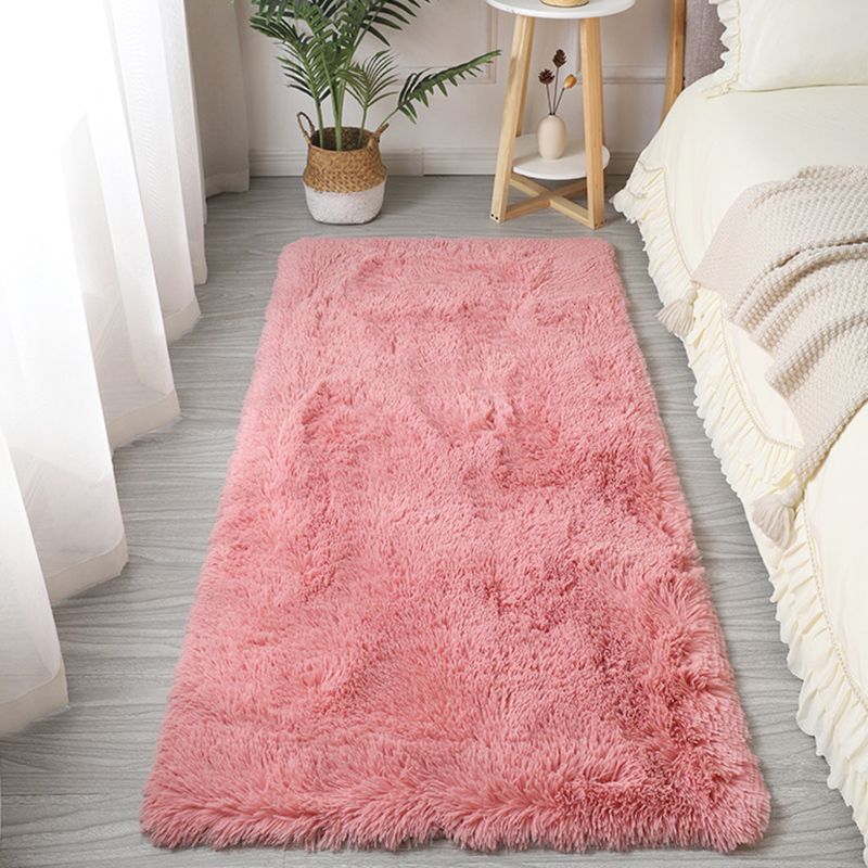 Simple Plain Carpet Polyester Shag Indoor Rug Pet Friendly Rug for Adult's Bedroom