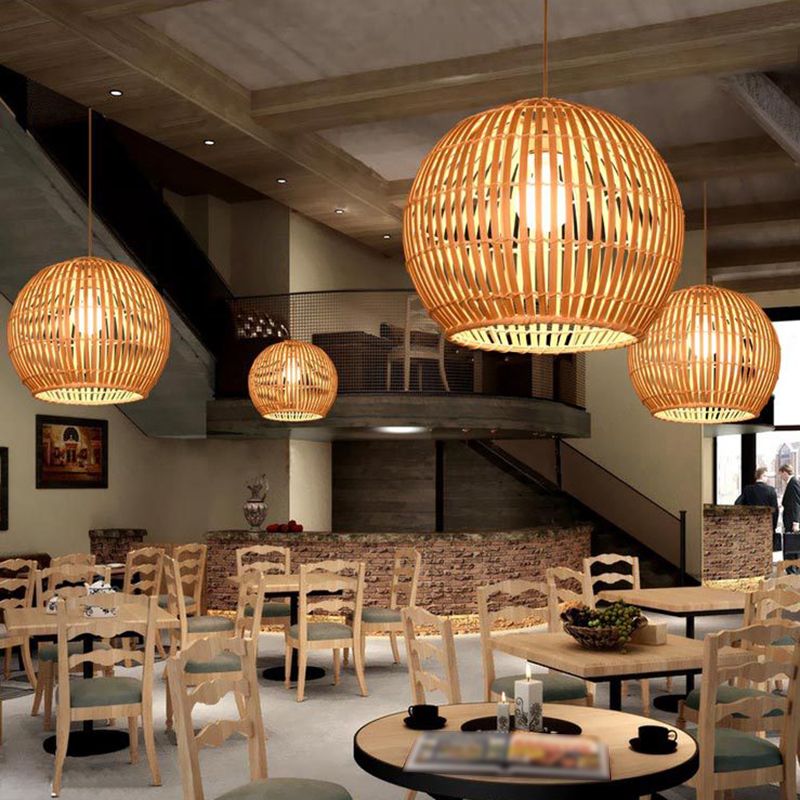 Chinesische Rattan hängende Anhänger leichte 1-Licht-Kuppel Anhänger für Esszimmer