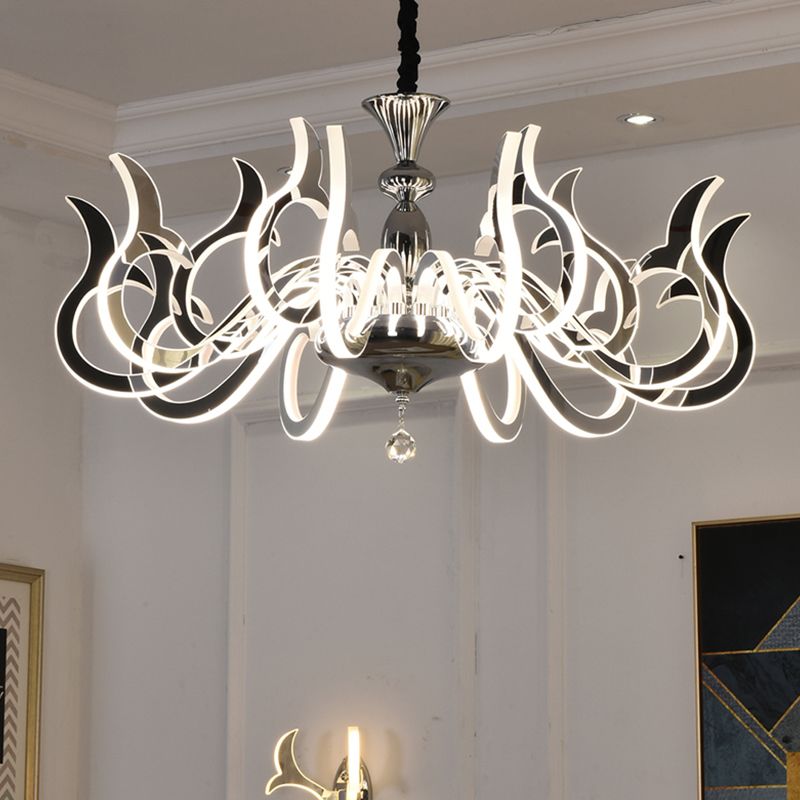 Modern Style Geometric Shape Chandelier Metal LED Hanging Light for Bedroom