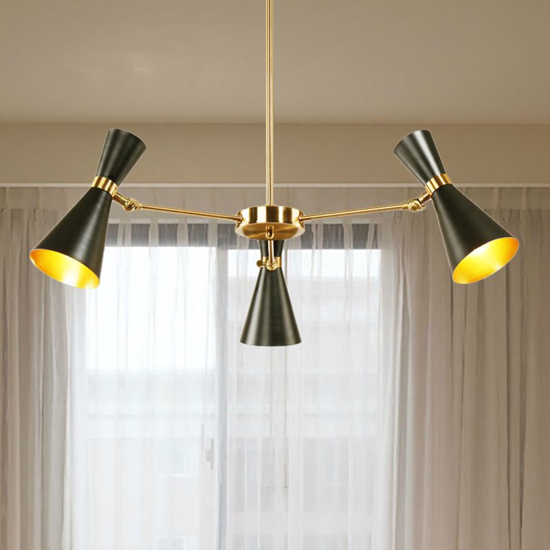 Modern Flared Iron Chandelier Pendant 3/6/8 Lights Ceiling Light in Black for Living Room