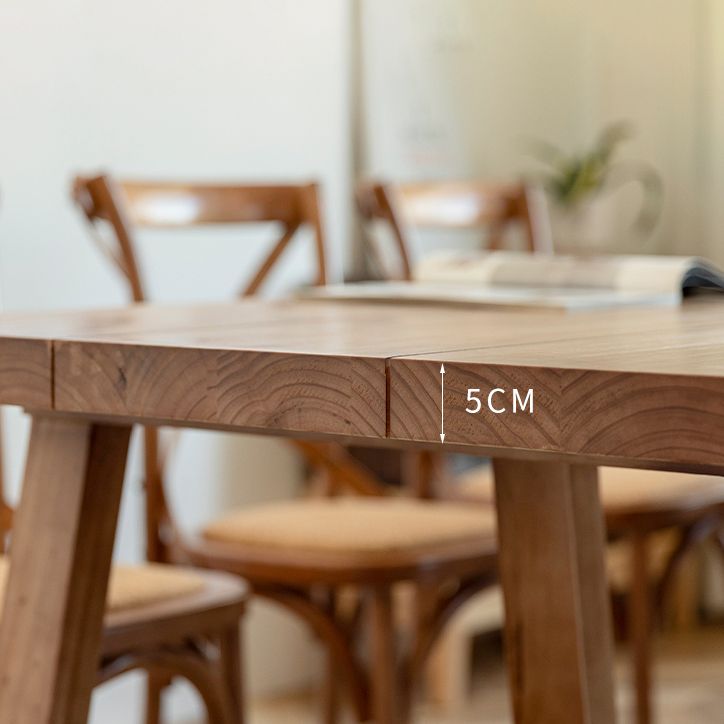 Rectangle Solid Wood Dining Table Modern Pine Table in Nature with Double Pedestal