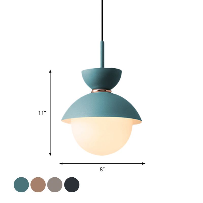 Hourglass colgando lámpara de lámpara macarrón ópalos 1 bombilla azul/rosa/iluminación colgante gris para restaurante