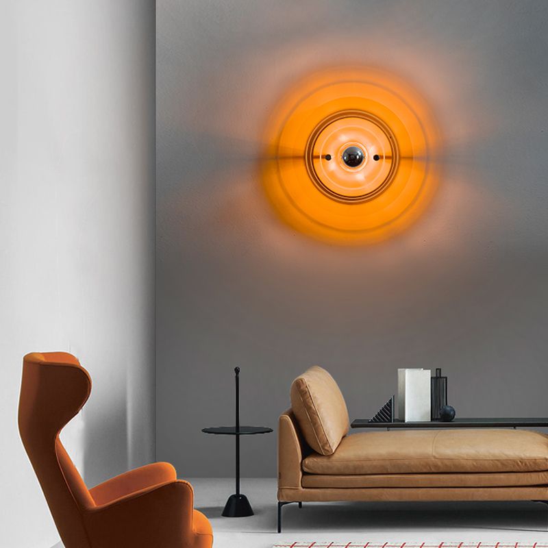 Creative Postmodern Round Sconce Lamp Acrylic 1-Light Staircase Wall Light Fixture