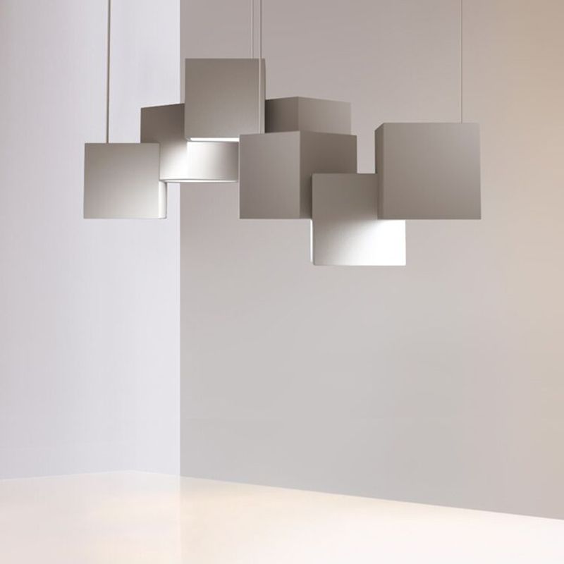 Multiple Square Island Pendant Lighting Modern Art Deco Metal LED Island Lamps for Art Gallery