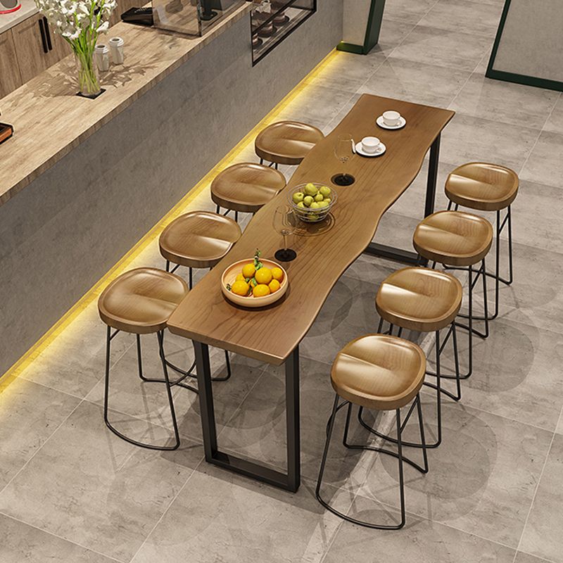 Modern 1/9 Pieces Bar Table Set Rectangle Wood Counter Table with High Stools for Balcony