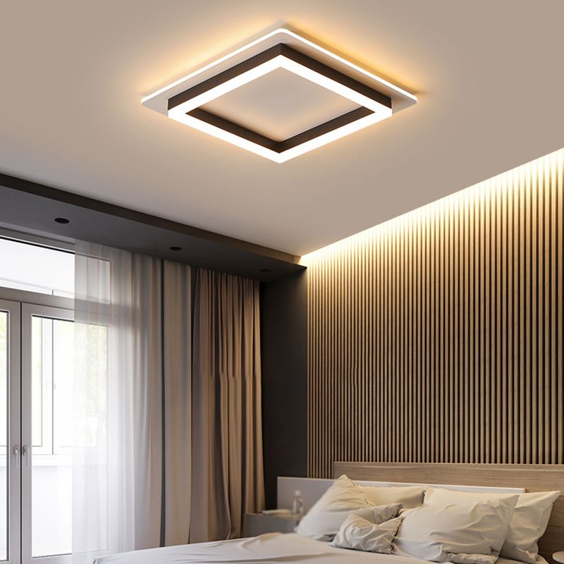 Square Flush Mount Modern Metal Flush Ceiling Light Fixture for Bedroom