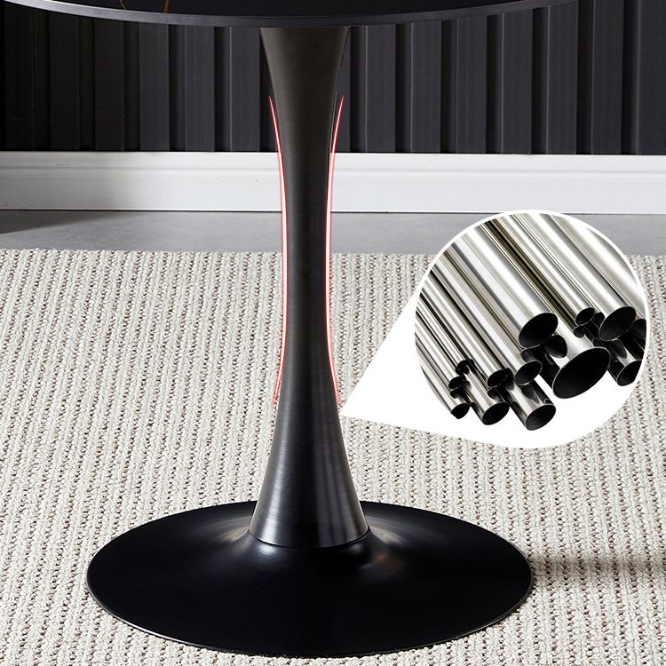 Mesa de comedor de piedra sinterizada de estilo moderno, mesa redonda con base de tulipán