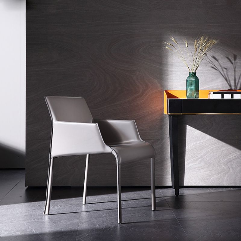 Contemporary Arm Chair Solid Back Dining Room Chair for Kitchen