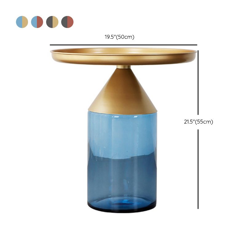 Metal Tray Top Coffee Table Mid-Century Glass Pedestal Cocktail Table
