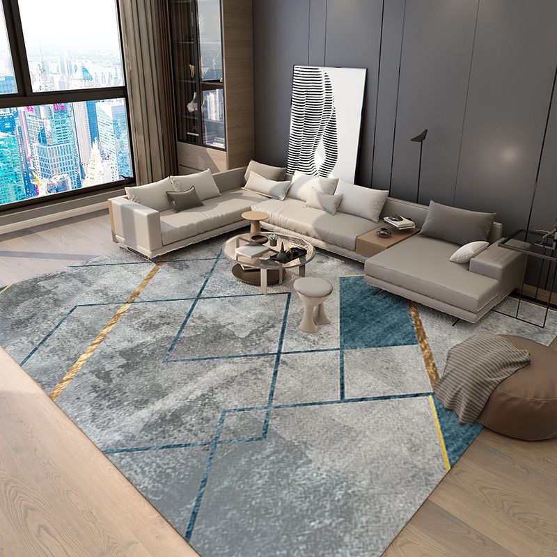 Modern Area Carpet Geometric Area Rug Polyester Home Decor Carpet with Non-Slip Backing