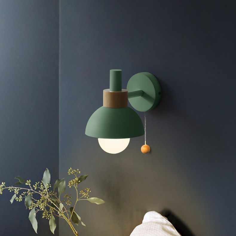 Moderna Macarons Nórdicos Macarons Swade Wall Malet Metal 1 Light Sponces en rosa y blanco