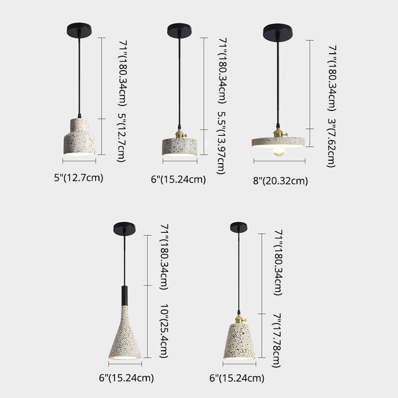 Terrazzo Small Pendant Light Fixture Nordic 1 Head White Suspension Lamp for Living Room