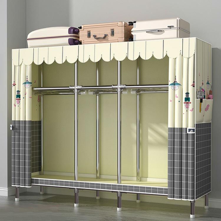 Blue Metal Double Door Modern Wardrobe 2 Doors Wardrobe Cabinet