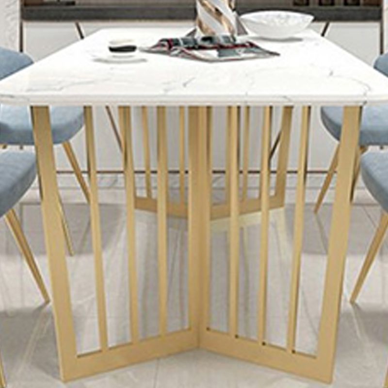 Glam Faux Marble Table Rectangle Table with Metal Legs for Home Use