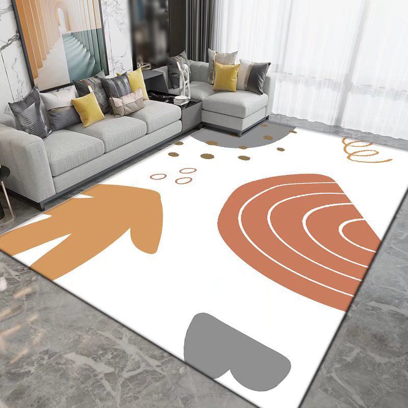 Orange Contemporary Rug Polyester Graphic Indoor Rug Non-Slip Backing Rug for Living Room