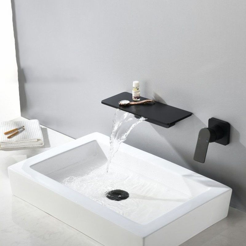 Modern Wall Mounted Bathroom Faucet Waterfall Spout Vessel Sink Faucet