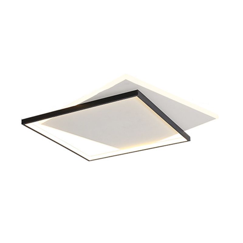 Metal Geometric Flush Mount Fixture Modern 2 Lights Flush Light Fixture in White
