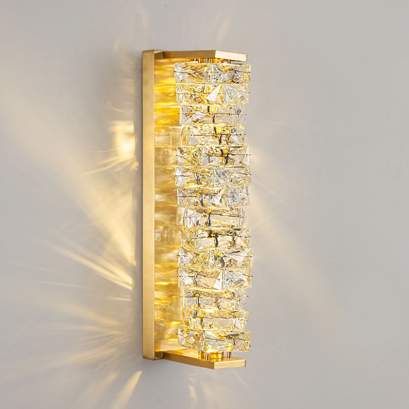 Modern Unique Shape Wall Mount Light Fixture Crystal Sconce Lamp in Gold
