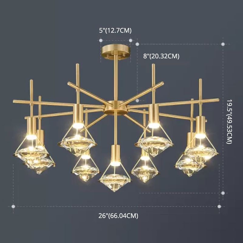 Crystal Diamond Island Lighting Postmodern Gold Finitura a pendente LED Finitura