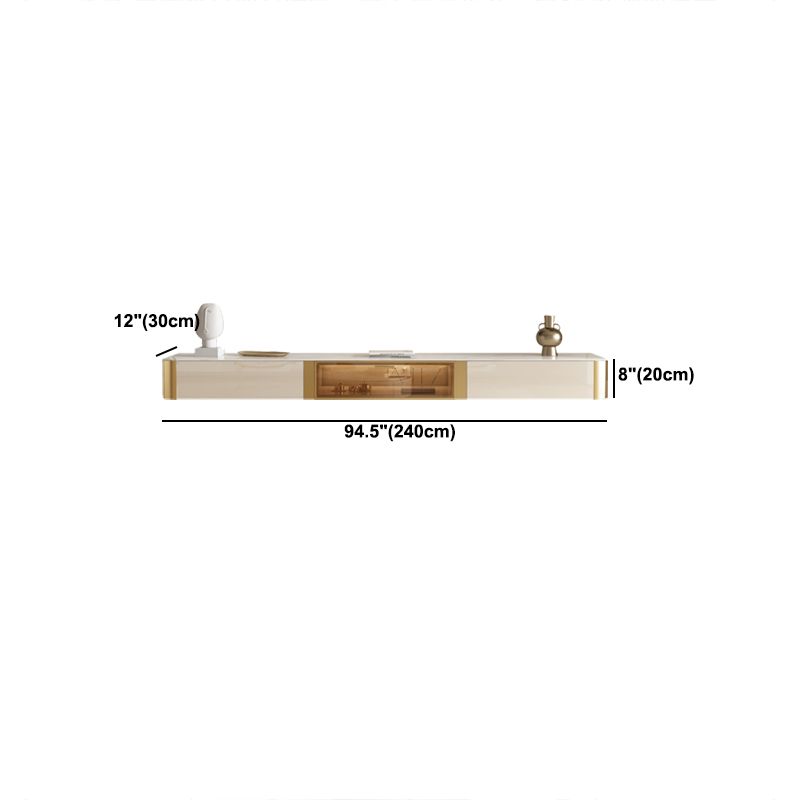 Glam Style Stone TV Stand Enclosed Storage Floating TV Cabinet