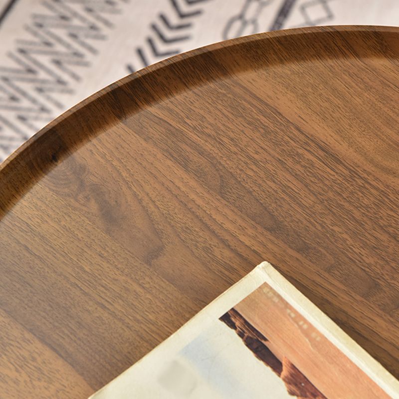 Modern Style Black Metal Base Wood/grey/walnut Plate Round Table Top Side Table