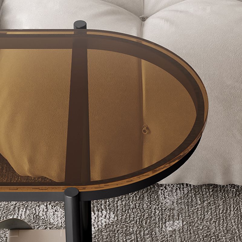 Modern Glass Corner Table Double Tier Side End Table with Storage