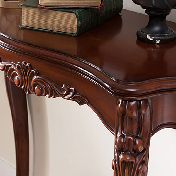 Solid Wood 31.49" H/33.46" H Dark Brown Table for Hall Free Form