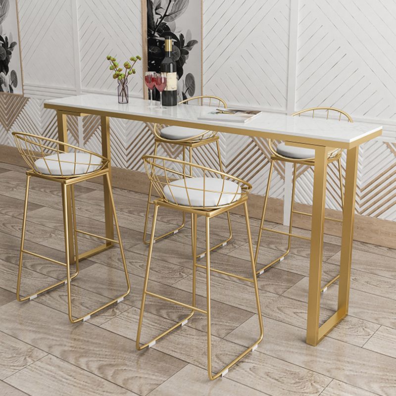 Glam Bar Height Table Faux Marble Top Bistro Table with Sled Base
