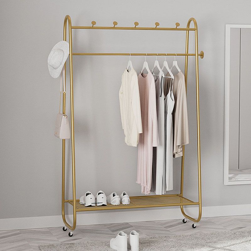 Modern Coat Rack Metal Storage Shelf Free Standing Hooks Coat Hanger