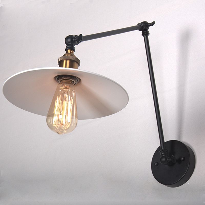 White Metal Cone Shade Industry Style Wandlampe 2 Abschnitte Schwung Retro-Wandleuchten für das Restaurant