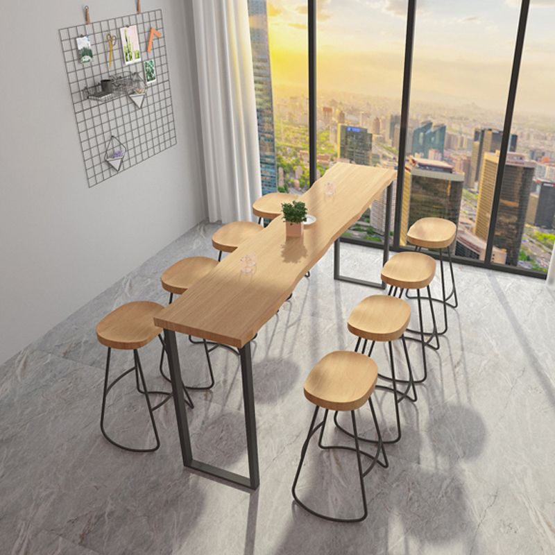 Rectangular Solid Wood Bar Table Set 1/5/9 Pieces Counter Table with Backless Stools