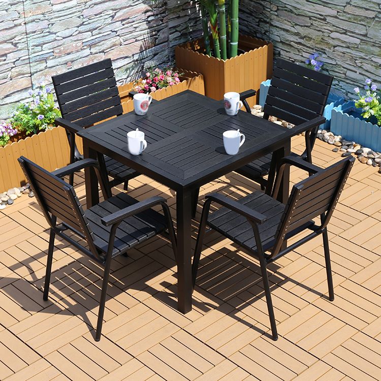 Industrial Black Dining Table Set 1/5/7 Pcs Faux Wood Dining Set