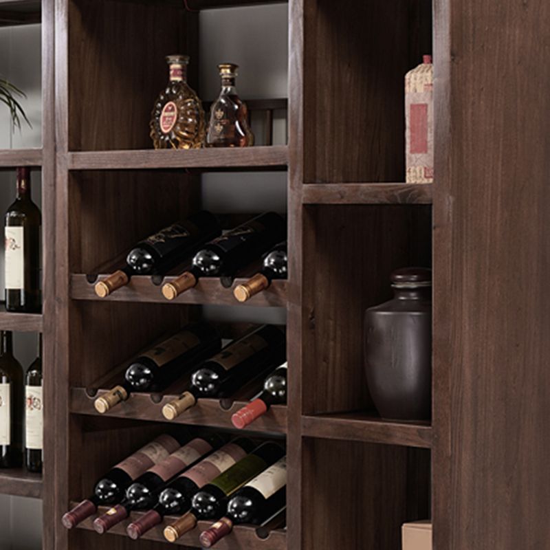 Freestanding Mid-Century Modern Solid Wood Wine Bottle Holder with Shelf