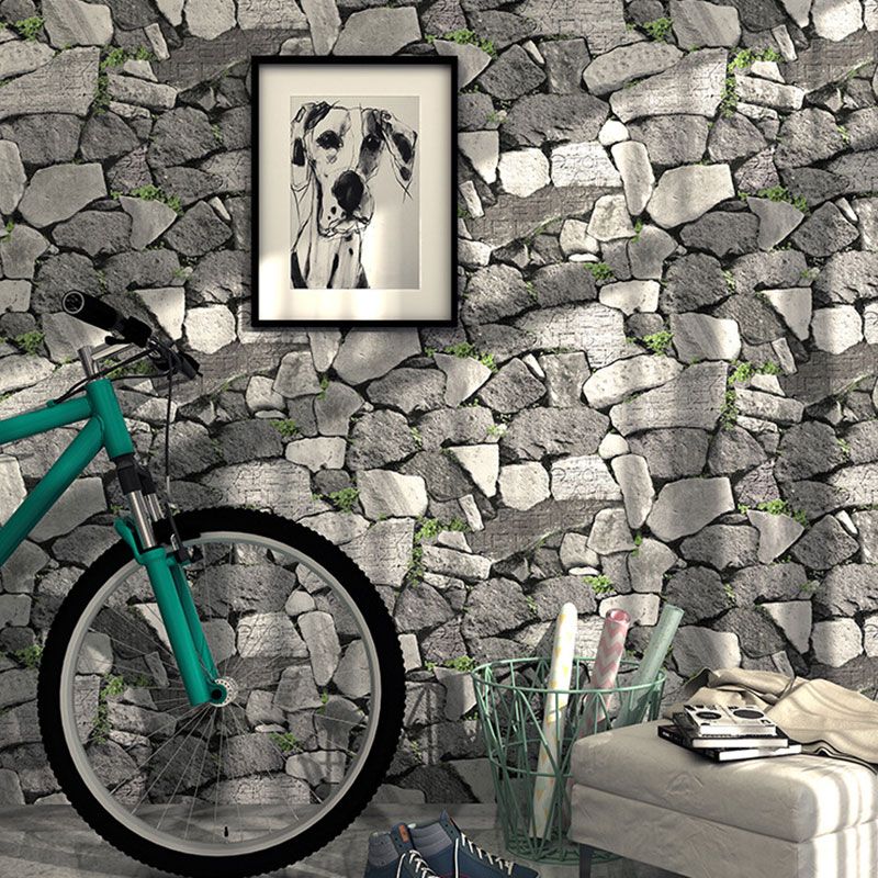Non-Pasted Wallpaper with Pastel Color Brick and Stone Pattern, 57.1 sq ft.