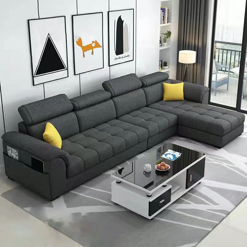 110" Pillow Top Arm Sectionals Contemporary Upholstered Sectional Sofa Set
