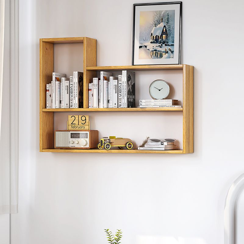 Contemporary Wood Bookcase Closed Back Wall Mounted Bookshelf for Home Office