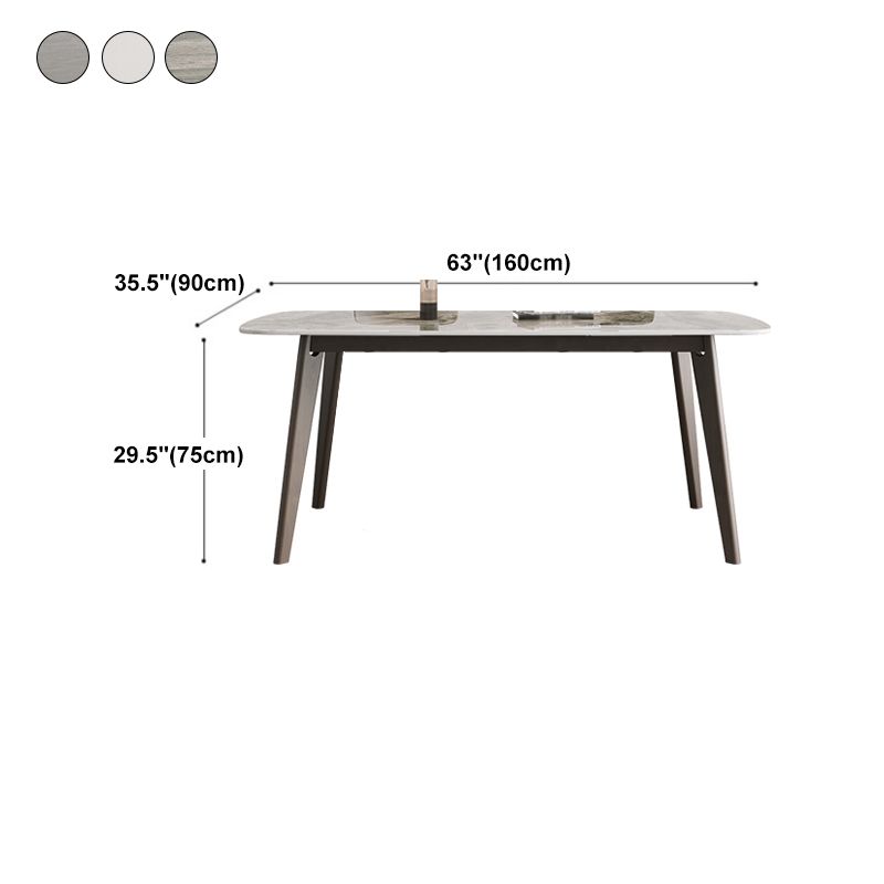 Contemporary Solid Wood Dining Table Sintered Stone Dining Table with 4 Legs
