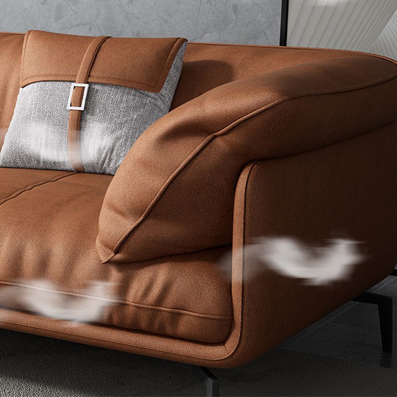 Braccio ad incasso abbronzatura cuscini rimovibili contemporanei divano e chaise in pelle in finto