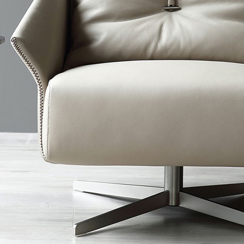 Solid Color Faux Leather Arms Included Swivel with Cushion Barrel Chair