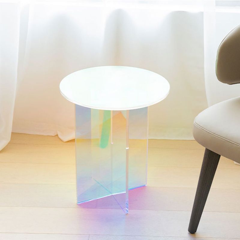 Multi-Color Accent Side Table Round Shape Plastic Table for Bedroom