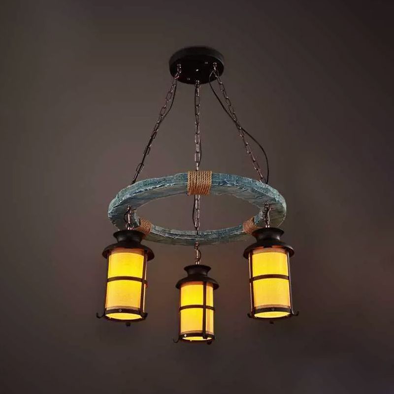 Metallic Black Multi Pendant Light Lantern 3 Bulbs Vintage Style Suspended Hang Fixture