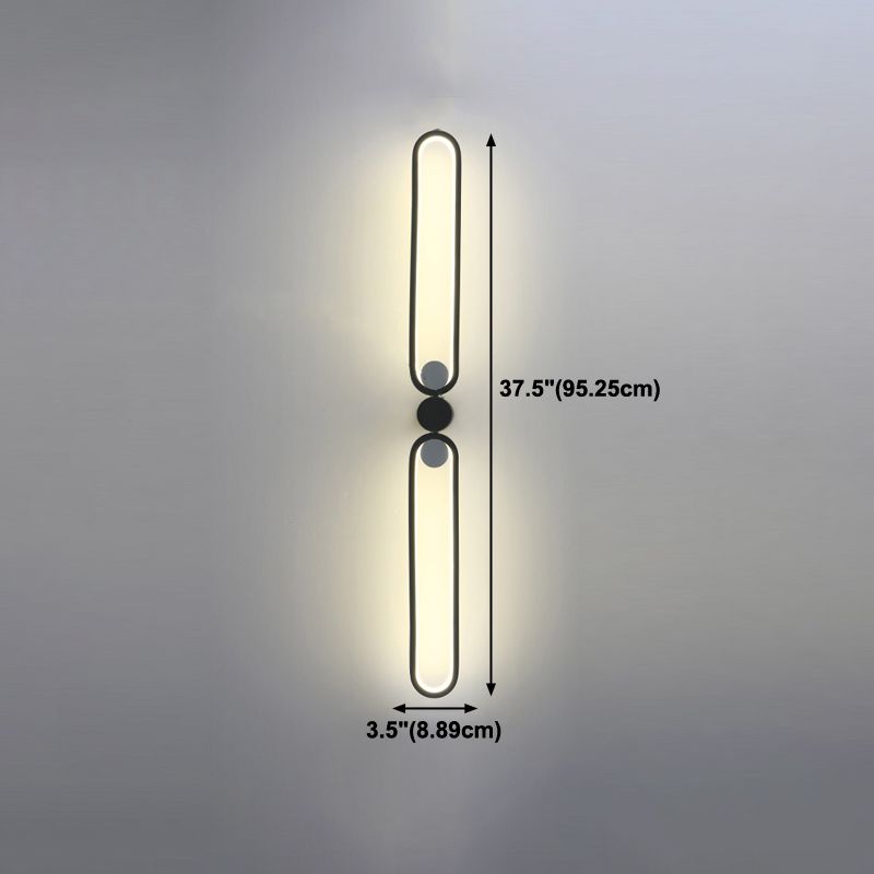 Linear Shade Metal Wall Sconce Modern Style 2 Lights Wall Mount Light in Black