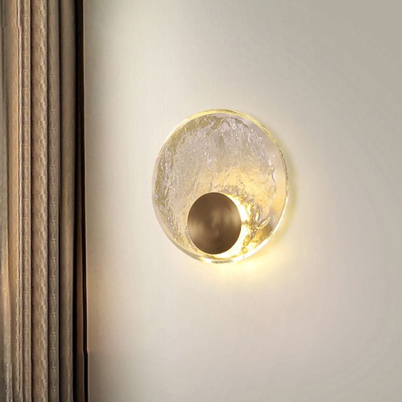 Round Shape Crystal Vanity Lights Modern Style 1 Light Vanity Light Fixtures in Gold