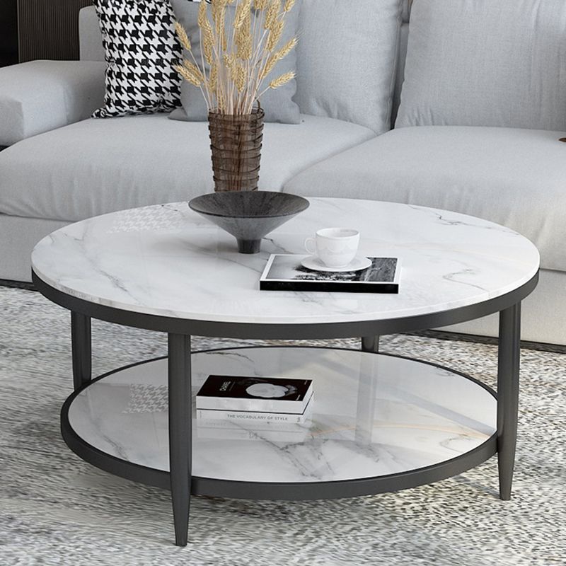 4 Legs Slate Coffee Table Round Coffee Table for Living Room