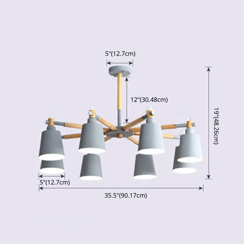 Contemporary Cone Chandelier Pendant Light Metallic Hanging Light Fixtures for Bedroom